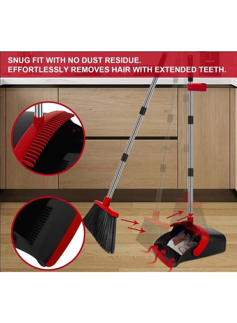 PAACHU Broom and Dustpan Set, Cleaning Supplies Broom and Dustpan Set for Home,Long Stainless Steel Handle Brooms with Upright Dustpan Combo Set for Home Office Kitchen Lobby Floor Cleaning - Image 5